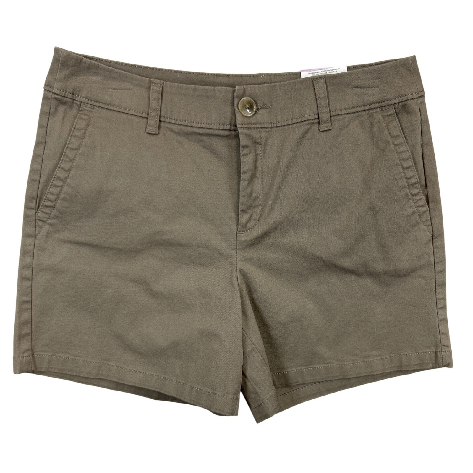 Liz Claiborne Chino Shorts Womens 6 Brown Classic Stretch Cotton Mid Rise Nwt